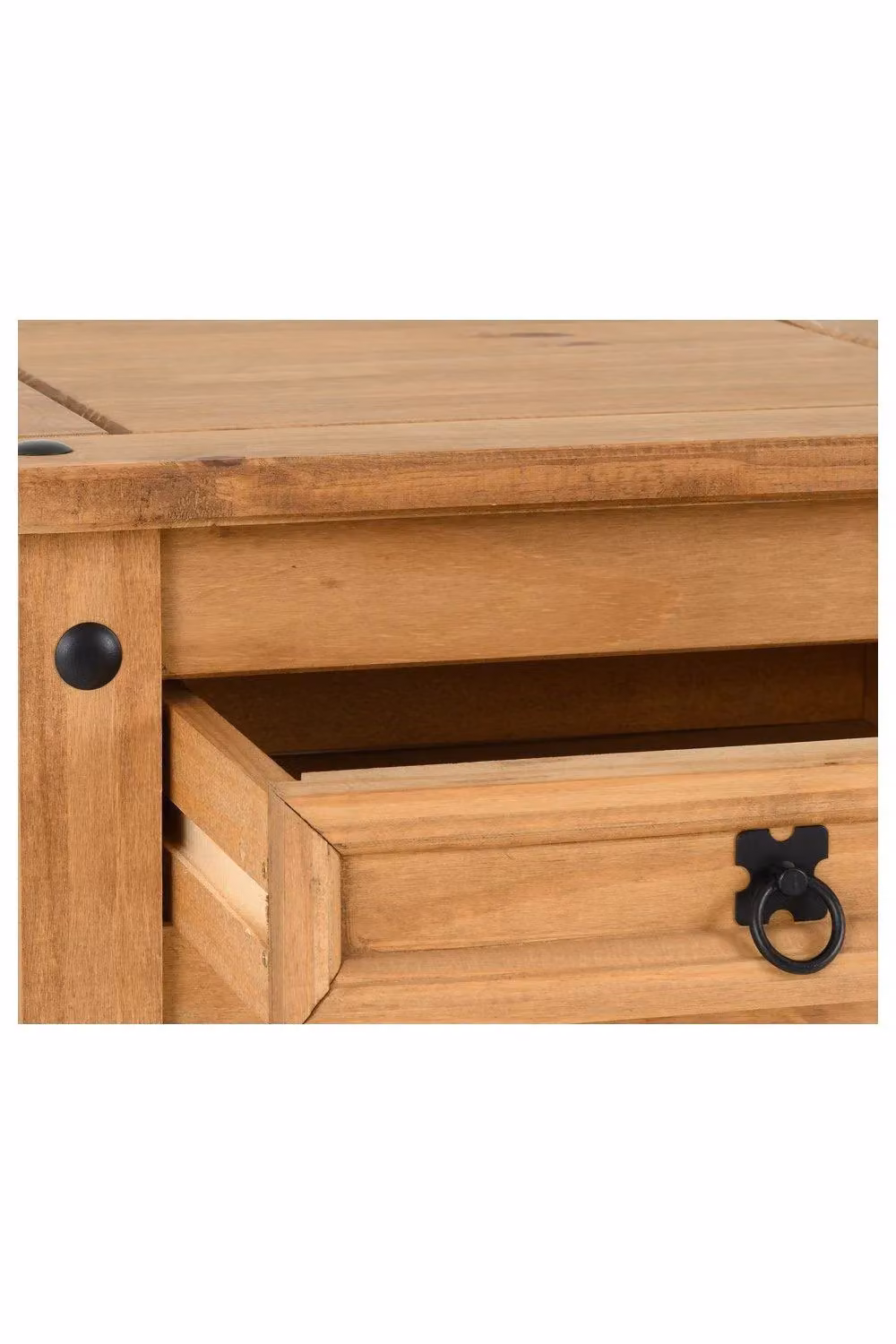 Seconique Corona 1 Drawer Lamp Table in Natural Waxed Pine – 4