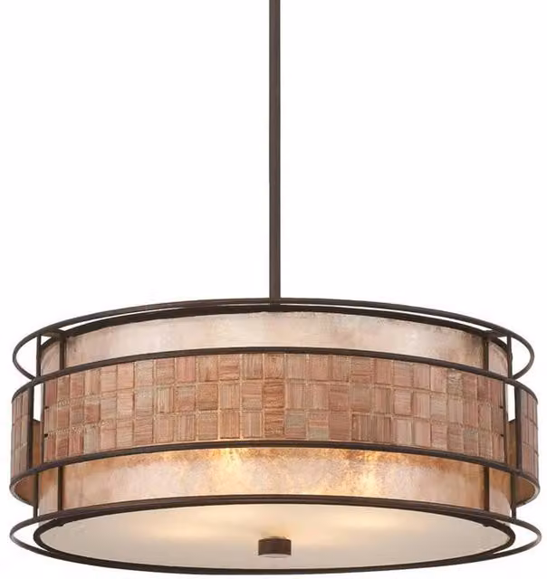 Elstead Laguna 4 Light Ceiling Pendant in Renaissance Copper and Brown with Mica Details, E27