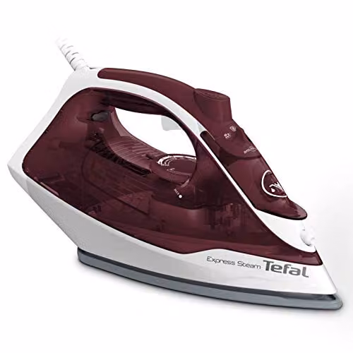 Tefal Express Steam Iron with Non-Stick Ceramic Soleplate and Auto Shut Off, White and Red – 1