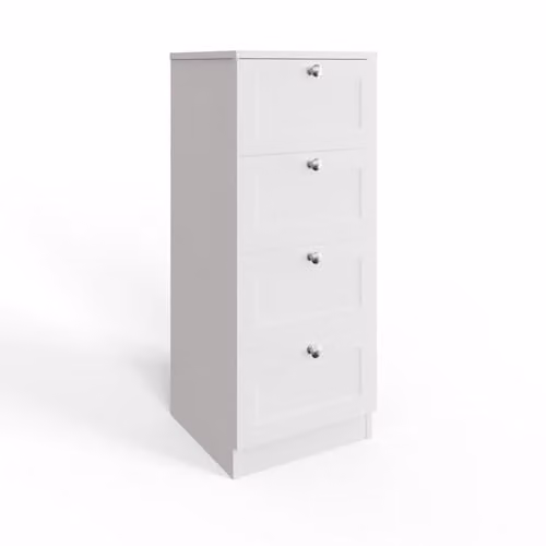 FWStyle Matt White 4 Drawer Chest H 99 cm x W 40 cm x D 40 cm