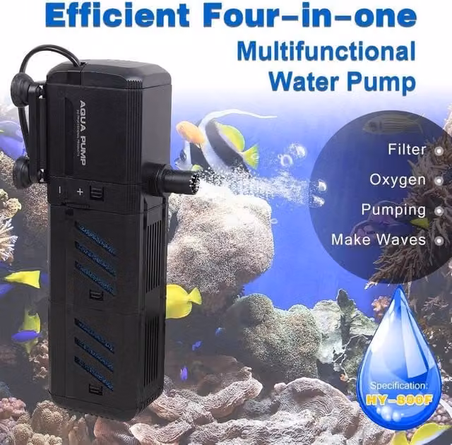 SPETLEK 4 in 1 Aquarium Fish Tank Filter Water Pump, 800L/H, Black – 1