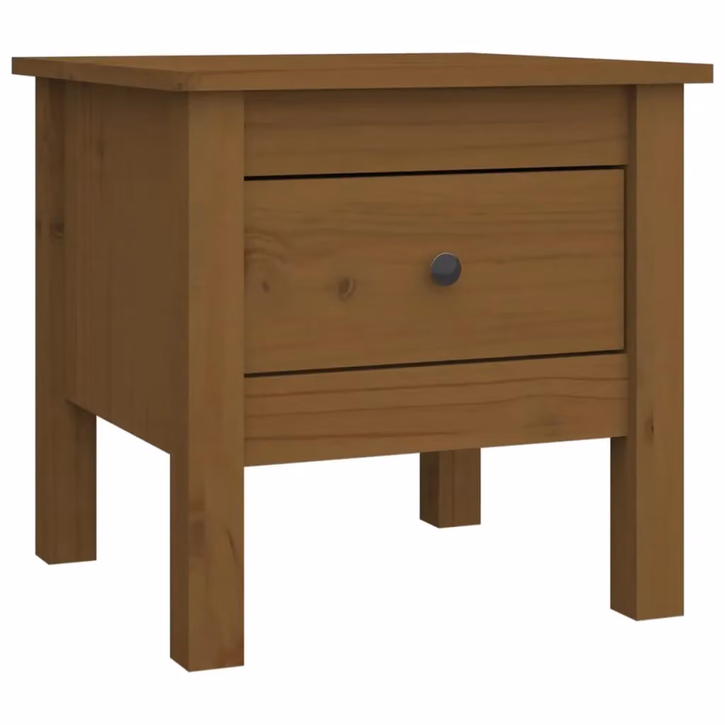 Berkfield Home Set of 2 Rustic Solid Wood Pine Side Tables, Honey Brown, W/D/H: 40 x 40 x 39 cm – 3