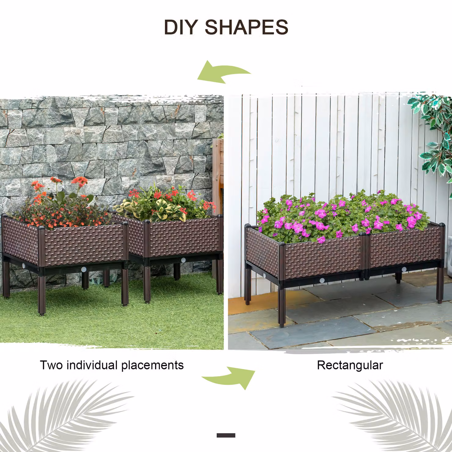 Outsunny Set of 2 Brown Self-Watering Garden Raised Beds and Elevated Planter Boxes, W/D/H: 50 x 50 x 46.5 cm – 5