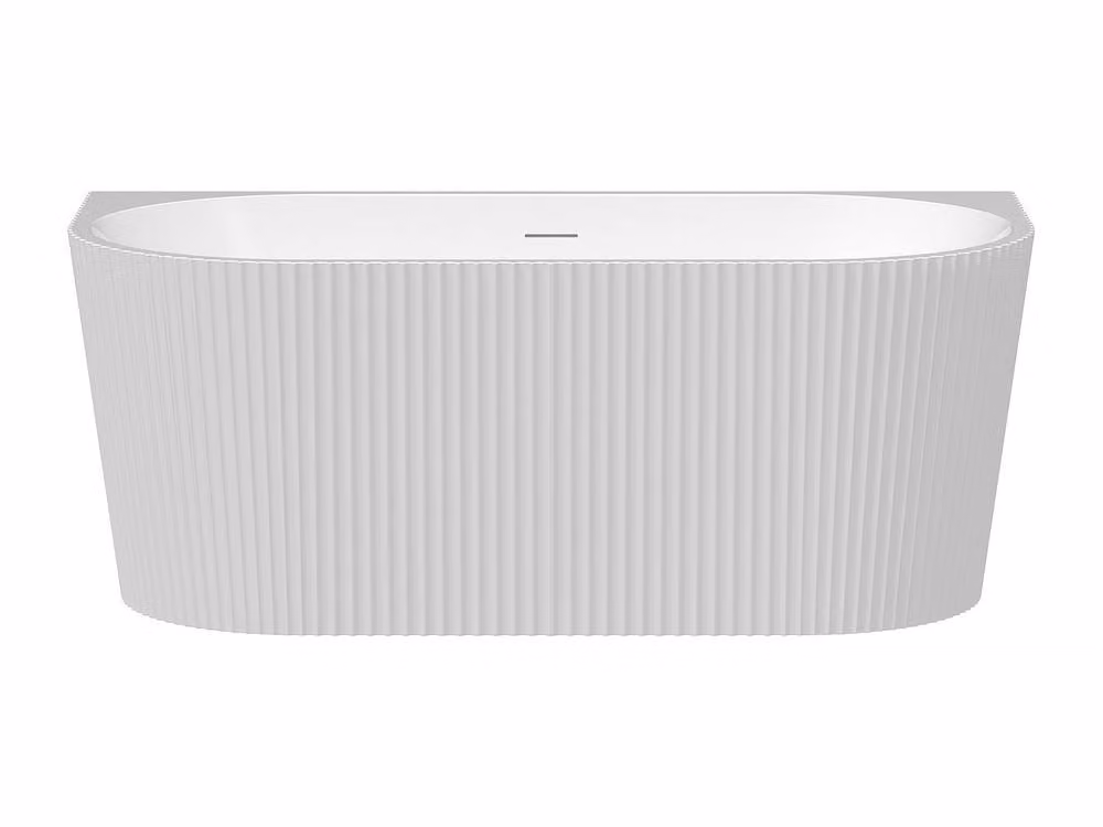 Vente-unique Textured Asymmetric Semi Freestanding Acrylic Bathtub in White, W/D/H: 170.5 x 80 x 58.5 cm, 250 L – 2