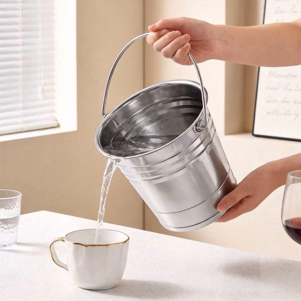 SPETLEK Stainless Steel Ice Bucket with Handle, Silver, 4 l – 5