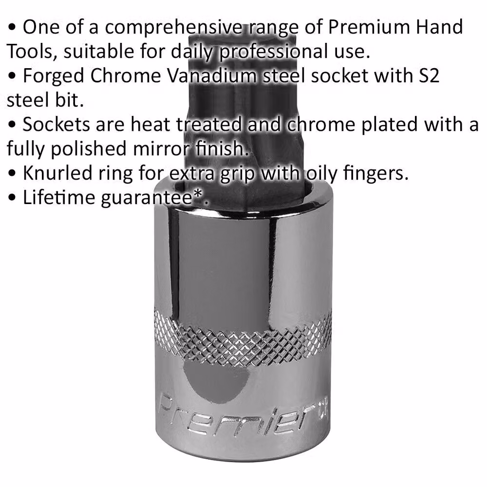 Loops T80 TRX Star Socket Bit with 1/2 inch Square Drive and S2 Steel Head in Silver – 2