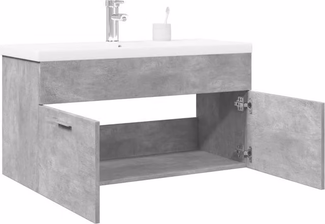 Berkfield Home Wall Mounted Bathroom Sink Cabinet with Built-in Basin in Concrete Grey