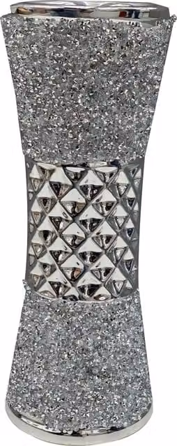 Biznest Large Geometric Ceramic Flower Vase in Silver