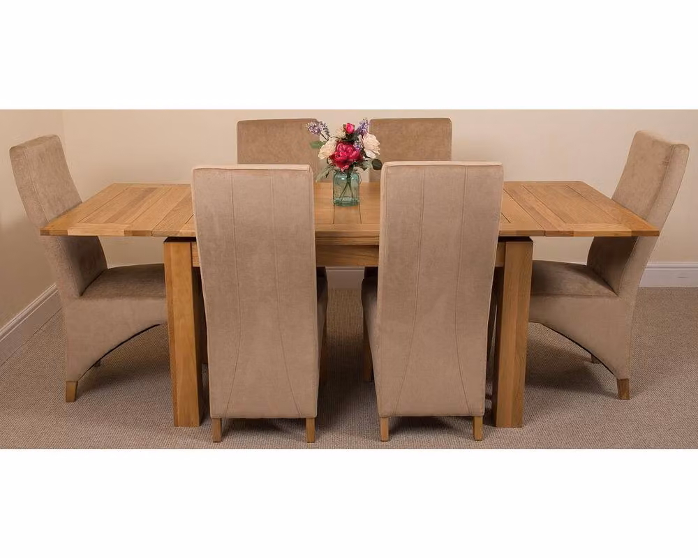 Thats Furniture Richmond Oak Extending Dining Table and 6 Lola Beige Fabric Chairs – 2