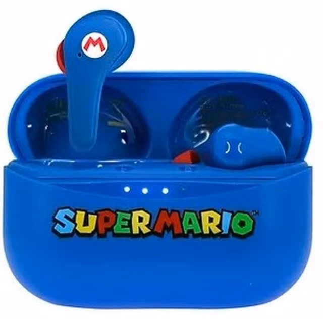 Super Mario True Wireless Bluetooth Earpods with USB-C Charging Case - Blue