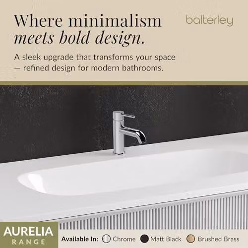 Balterley Round Mono Basin Mixer Tap with Push Button Waste, Chrome – 3