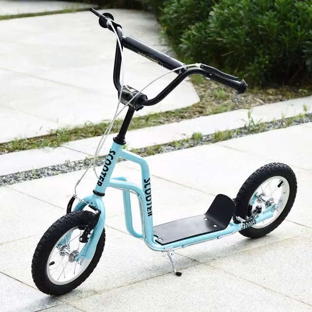 HOMCOM Teen Stunt Kick Scooter with Adjustable Handlebar and Brake, Blue