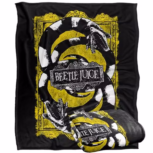 LOGOVISION Beetlejuice We Got Worms Super Soft Silky Touch Fleece Throw Blanket, Multicolour, W: 127 cm x L: 152.4 cm – 1
