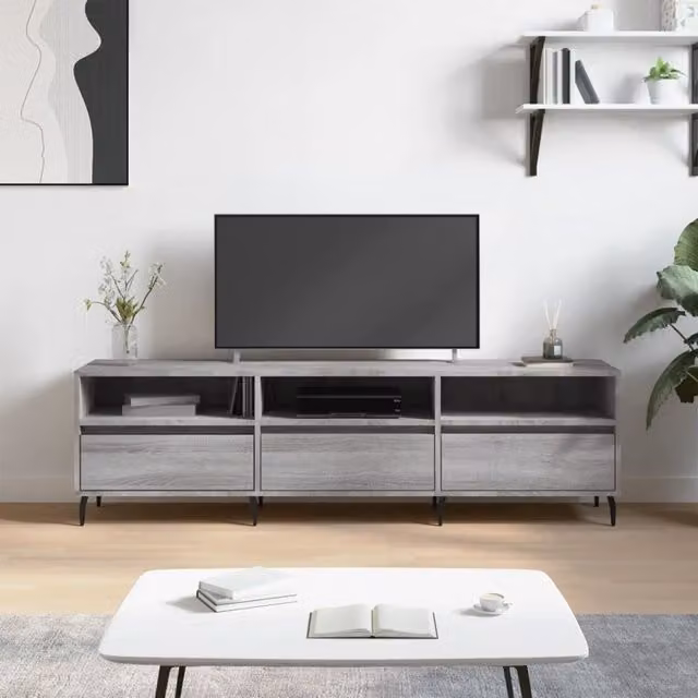 Berkfield Home Modern Grey Sonoma TV Cabinet, W: 150 cm, D: 30 cm, H: 44.5 cm