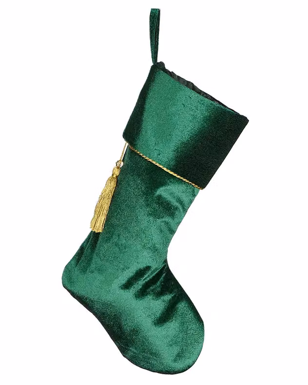 Dibor Set of 4 Green and Gold Kensington Velvet Christmas Stockings – 2