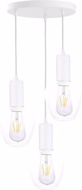 Netlighting Verre Cluster Pendant Ceiling Light in White with 3x E27 Glass Shades, Diameter: 30 cm