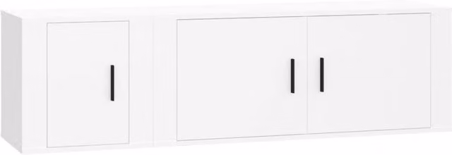 Berkfield Home 2 Piece Classic White Matt Engineered Wood TV Cabinet Set – 1