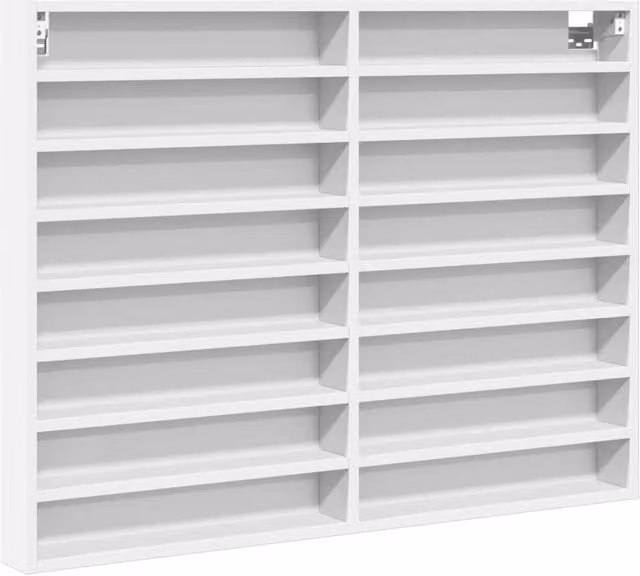 Berkfield Home White Wall Mounted Vitrine Cabinet with Glass Doors, W/D/H: 100 x 8.5 x 75 cm