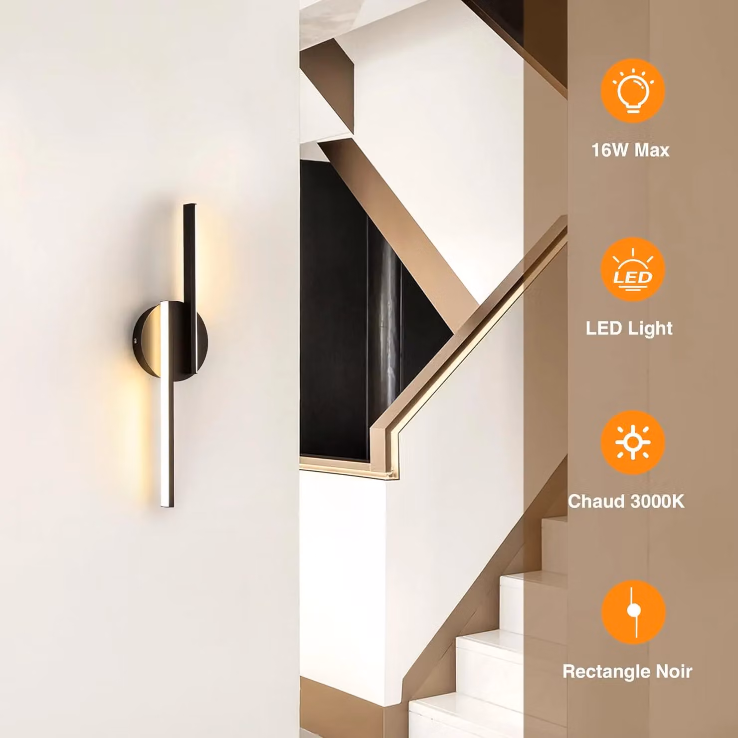 COMELY Black LED Indoor Wall Lights with Warm White 3000K Multi-Tube Design – 3