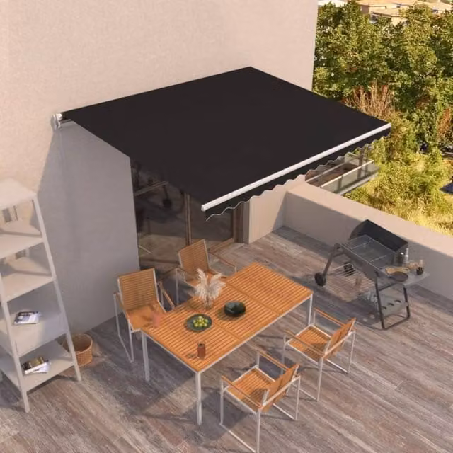 Berkfield Home Manual Retractable Awning with Crank in Anthracite Black, W/D: 450 x 350 cm