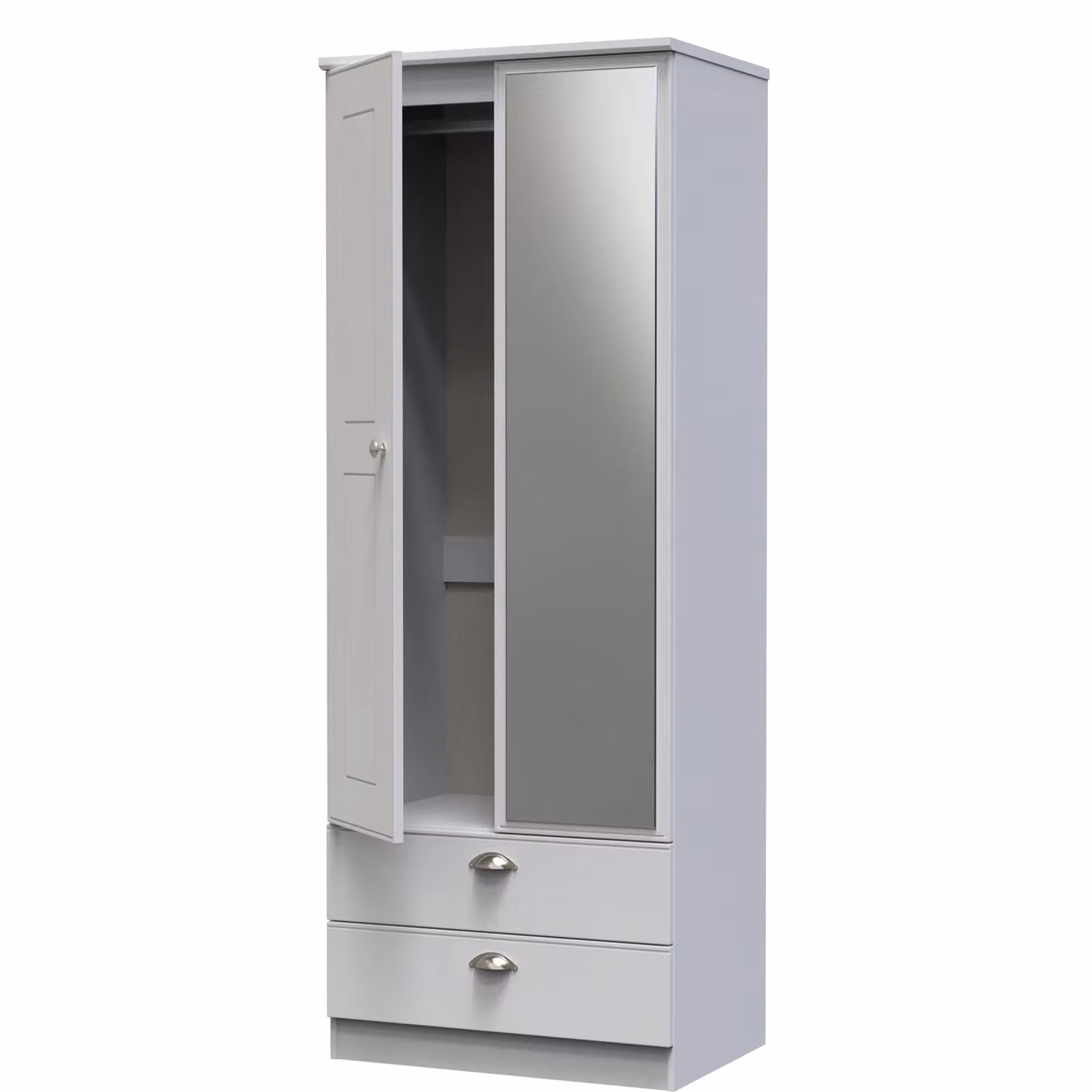 2 U Albert Tall Grey Mirrored Wardrobe with 2 Doors and 2 Drawers – 2