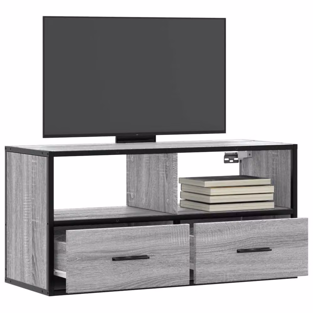 Berkfield Home Grey Sonoma TV Cabinet in Engineered Wood and Metal, W/D/H: 80 x 31 x 39.5 cm – 2