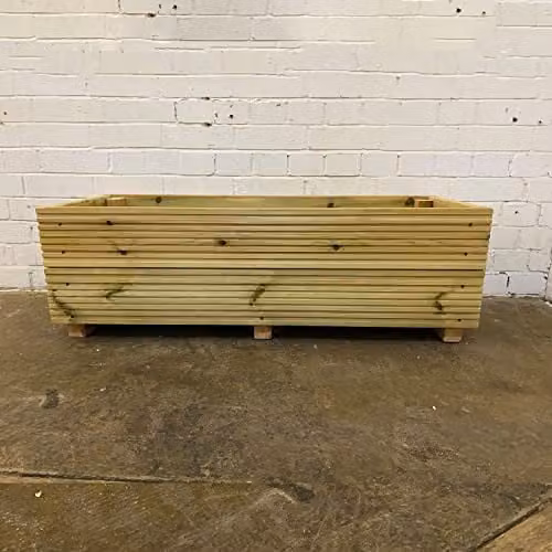 Planter Potters Brown Wooden Planter Tub for Ornamental, Herb and Vegetable Gardens W/D/H: 120 x 35 x 33 cm – 6