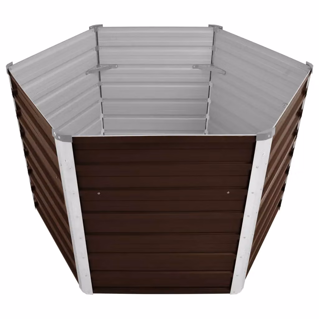 Berkfield Home Garden Brown Galvanised Steel Raised Bed W/D/H: 129 x 129 x 77 cm – 3