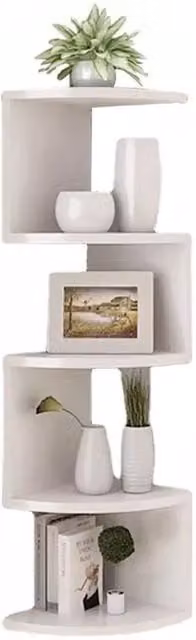 VOGREX 5 Tier White Wooden Floating Corner Shelves Wall Mounted Display Storage