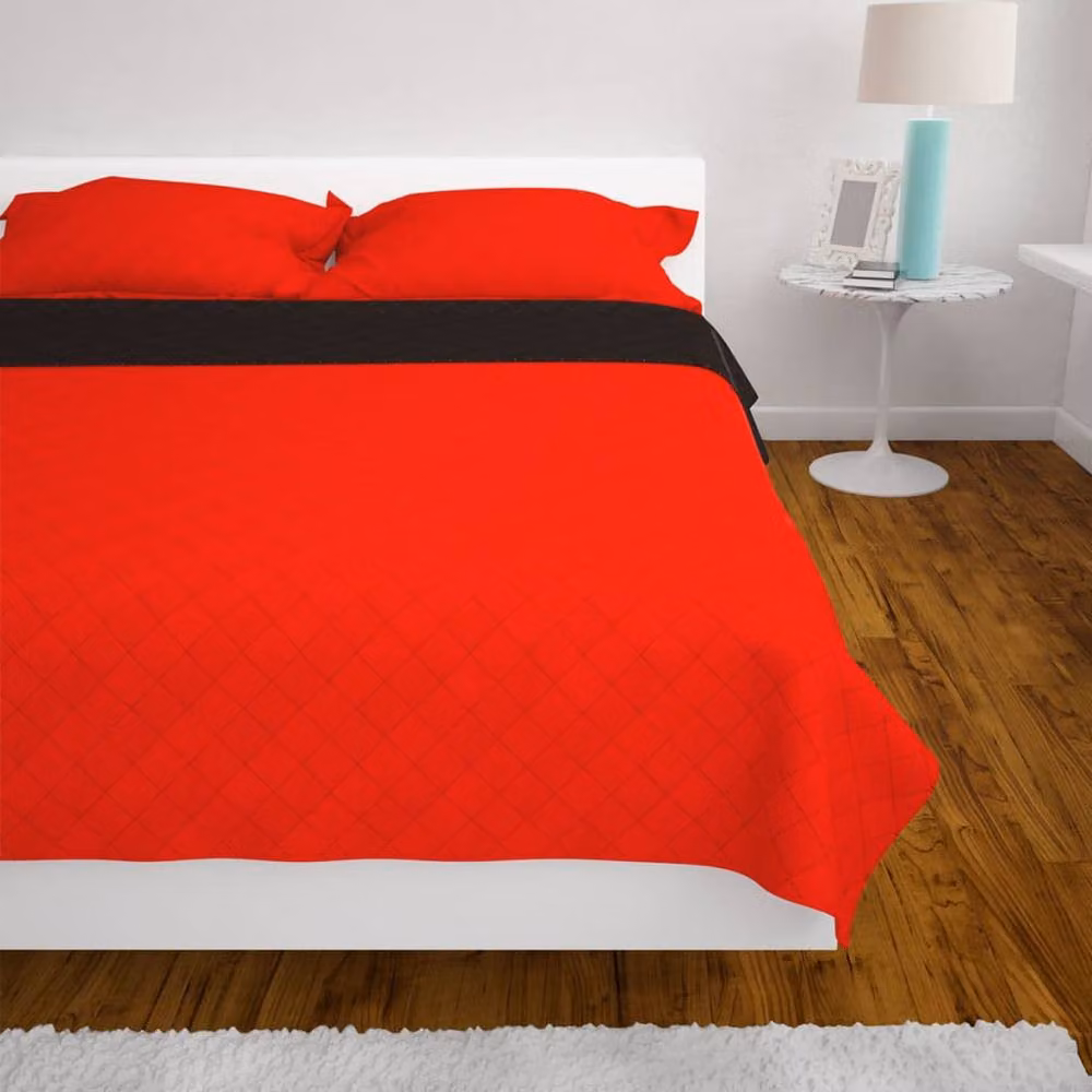 Berkfield Home Reversible Quilted Bedspread in Red and Black, W: 220 cm, D: 240 cm – 4