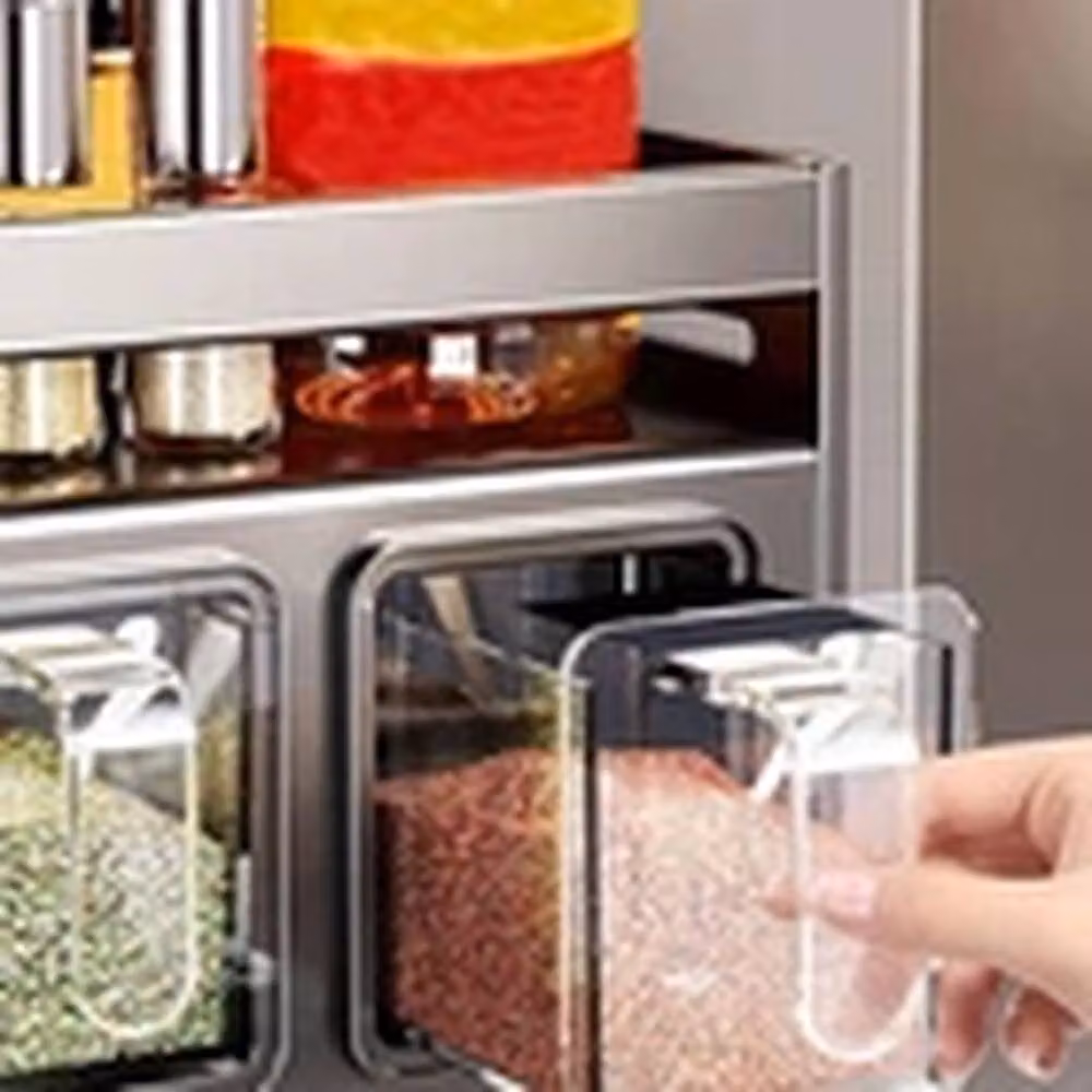EONLION 5-Grid Kitchen Spice Rack and Seasoning Organizer Storage Stand in Grey – 4