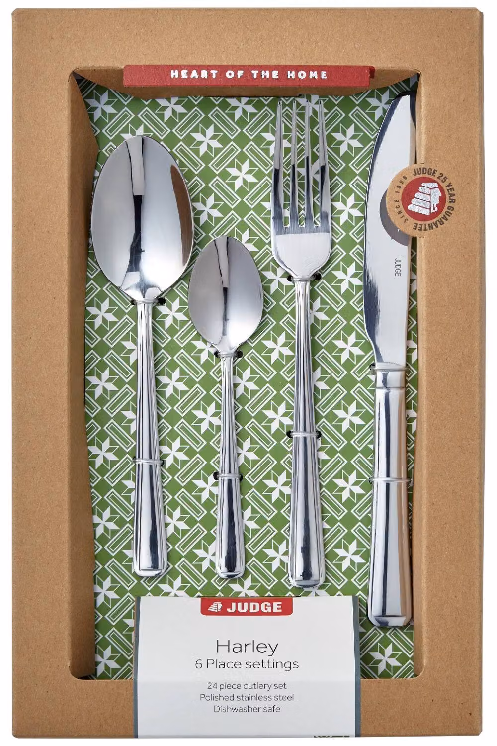 Judge Harley 24-Piece Polished Silver Stainless Steel Cutlery Set for 6 People – 2
