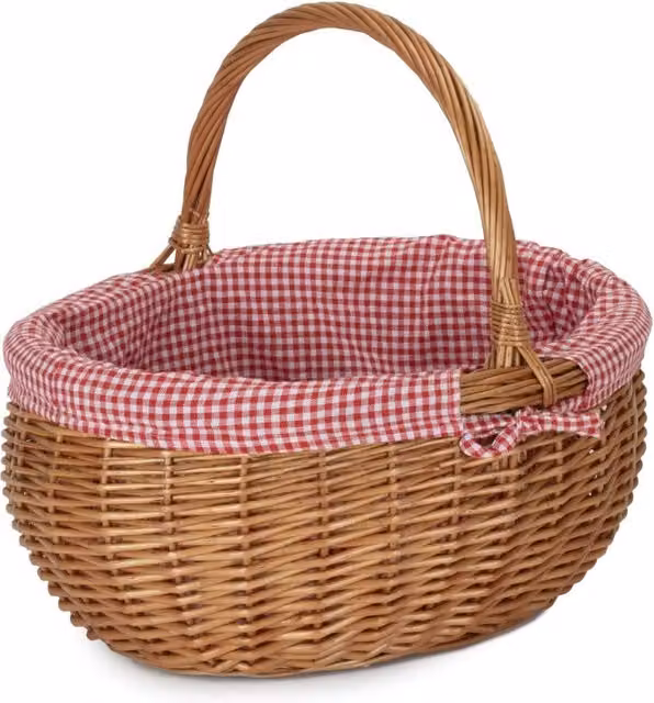 Red Hamper Deluxe Wicker Shopping Basket with Brown Cotton Lining – 1