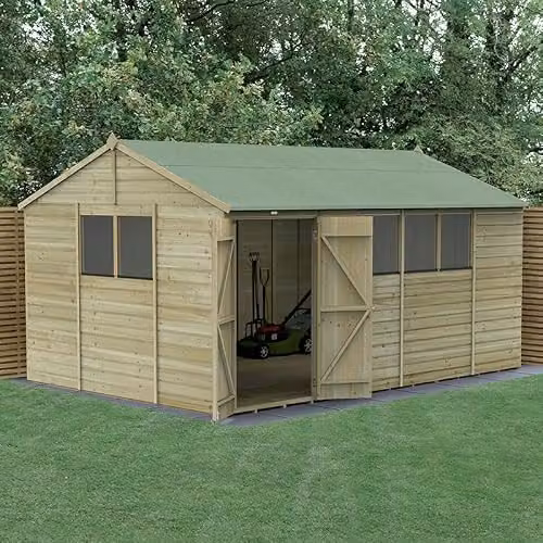 Forest Garden Reverse Apex Wooden Gable Shed in Brown or Green, W: 457.2 cm, D: 304.8 cm, H: 244.1 cm – 2