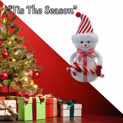 VFM e-Store Christmas Snowman Tabletop Decoration, White and Red, H 32 cm x W 13 cm – 6