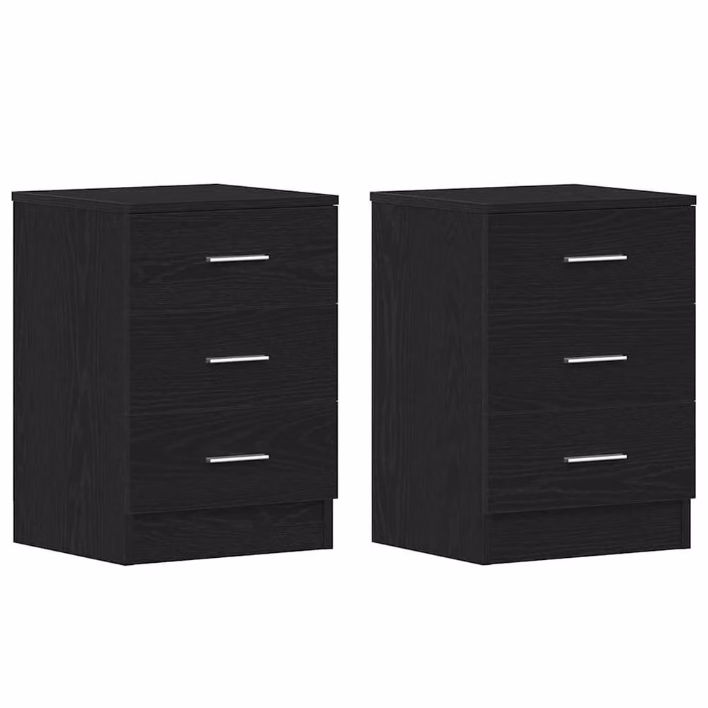 Berkfield Home Set of 2 Black Oak Bedside Cabinets, W/D/H: 38 x 35 x 55 cm – 2