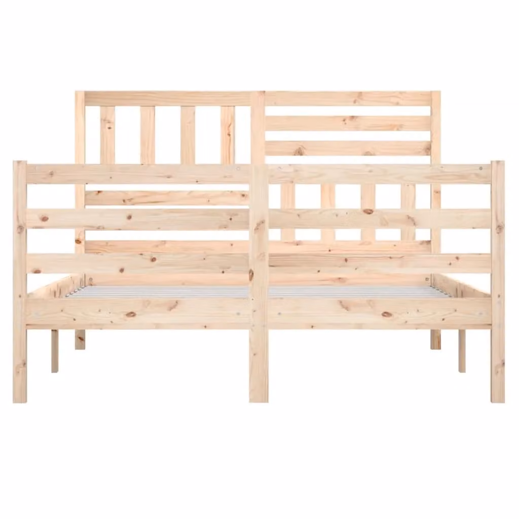 Berkfield Home Rustic Solid Pine Bed Frame, Brown and Beige, W: 140 cm, D: 200 cm