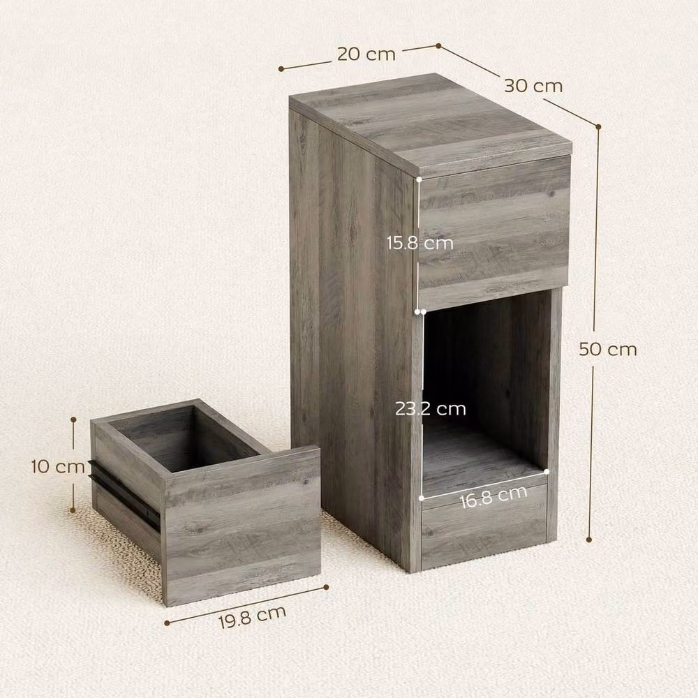 KORVIXA Set of 2 Grey Bedside Tables for your Bedroom – 2