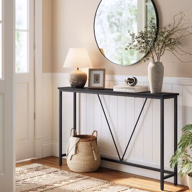 VASAGLE Industrial Slim Console Table in Black, W/D/H: 120 x 23 x 74 cm
