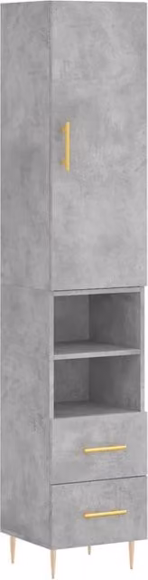 Berkfield Home Modern Highboard in Concrete Grey, W/D/H: 34.5 x 34 x 180 cm – 1