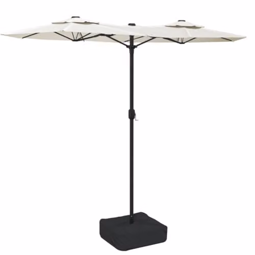 vidaXL Double-Head Cantilever Garden Parasol in Sand White, W: 316 cm, H: 240 cm, D: 145 cm
