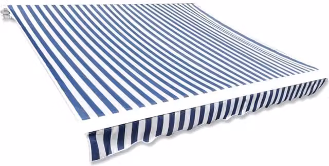 Berkfield Home Blue and White Polyester Awning Sunshade Canvas, W: 3 m, D: 2.5 m