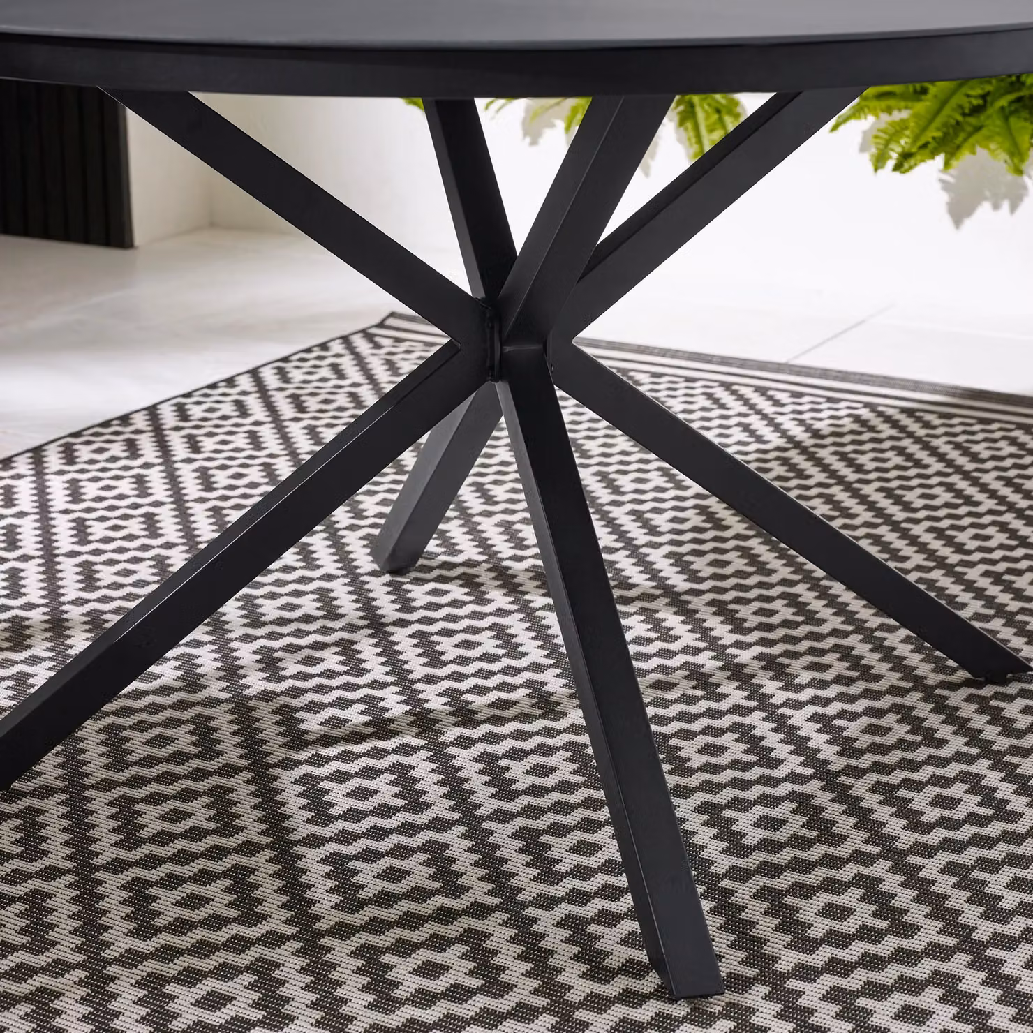 FurnitureboxUK Nanterre Round Outdoor Dining Table in Black Metal and Glass – 3