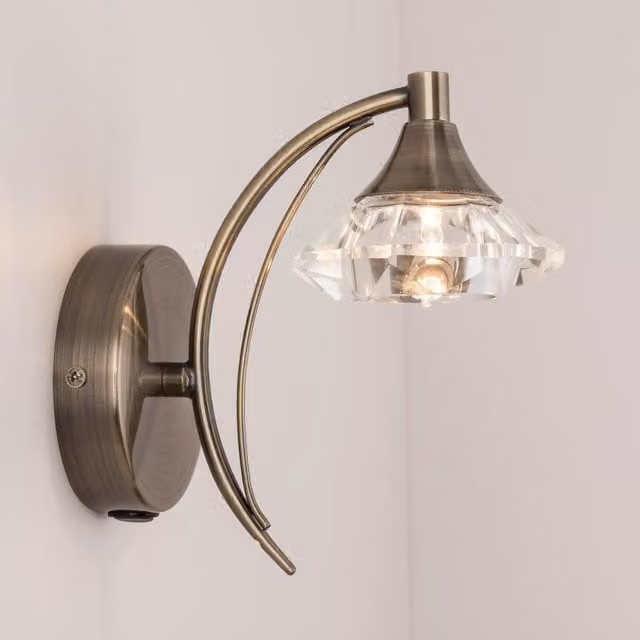 Harper Living Single Wall Light and Sconce in Bronze and Antique Brass Finish with Transparent Glass – 1