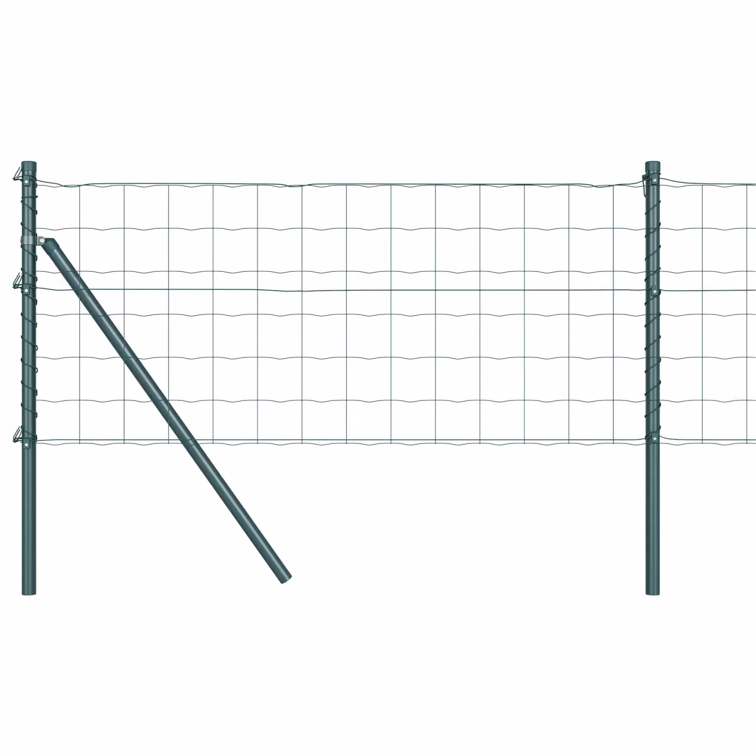 Berkfield Home Euro Fence with 7 Posts, Galvanised Steel, Green and Silver, W: 10 m, H: 0.8 m – 2