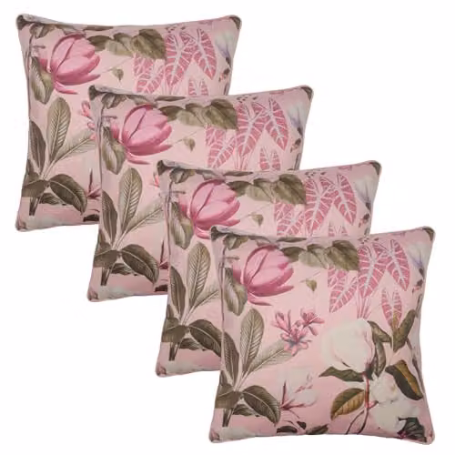 OHS 4 Pack Floral Velvet Cushion Covers in Pink, W/D/H: 45 x 45 x 45 cm – 1
