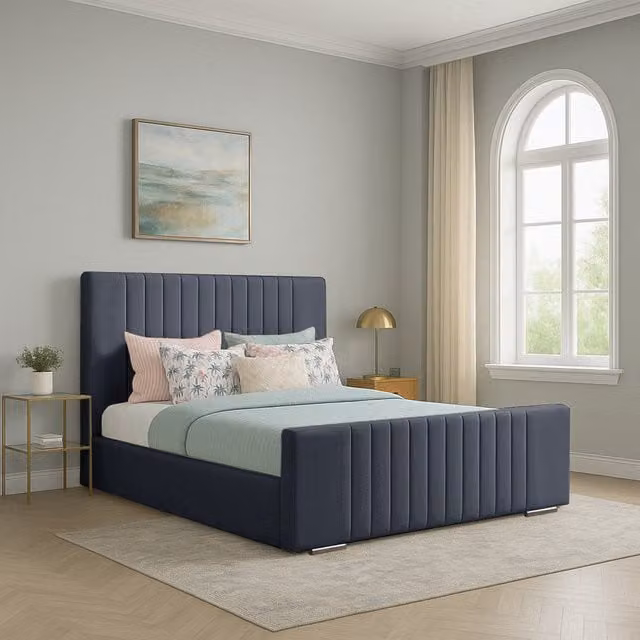 Desire Deco Caroline Upholstered Velvet Bed Frame in Grey, Small Double, 120 x 200 cm