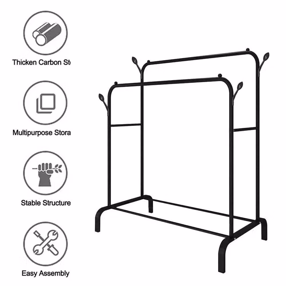 ERGOVEXA Modern Matt Black Metal Clothes Rail and Storage Stand – 2