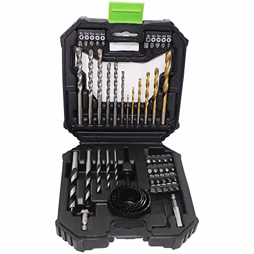 MYLEK 56 Piece HSS Drill Bit and Screwdriver Accessory Set with Storage Case in Black and White – 8