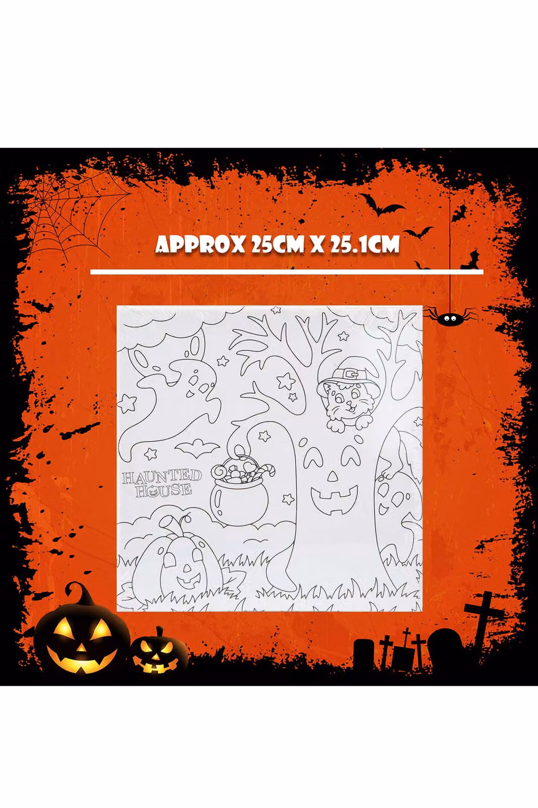 VFM e-Store Halloween Trick or Treat Canvas Craft Accessory in White, W/D/H: 25 x 25 x 25 cm – 2